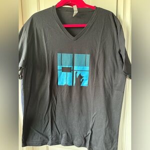 Cat Lady Box: Cat silhouette in window, blue T-shirt, XL